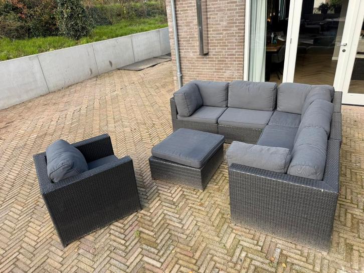 Luxe loungeset met tafel en stoel wicker, Tuin en Terras, Tuinsets en Loungesets, Zo goed als nieuw, Loungeset, Wicker, 5 zitplaatsen