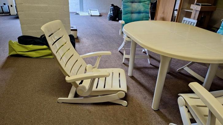 Hartman Terrasset met verstelbare stoelen, Tuin en Terras, Tuintafels, Gebruikt, Ovaal, Kunststof, Ophalen