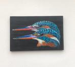 Schilderij ijsvogels op hout, Verzenden