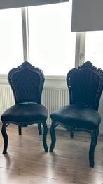2 barok / antieke eetkamer stoelen, Ophalen, 75 tot 100 cm, Zo goed als nieuw, Stof