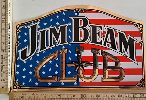 Vintage sticker Jim Bean Club Whisky Amerikaanse vlag, Verzamelen, Stickers, Zo goed als nieuw, Overige typen, Ophalen of Verzenden