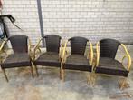 4 stoelen kunst riet, Gebruikt, Bruin, Riet of Rotan, Ophalen of Verzenden
