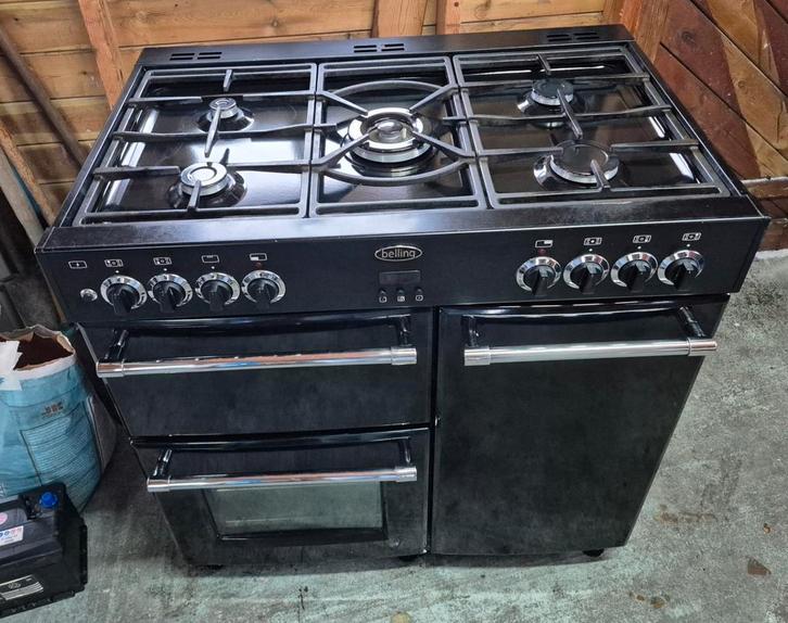Belling classic 90 gasfornuis met grill en hete lucht oven, Witgoed en Apparatuur, Fornuizen, Zo goed als nieuw, Vrijstaand, Gas