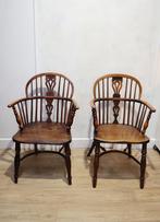 Set antieke Windsor armstoelen, taxushout, Ophalen of Verzenden