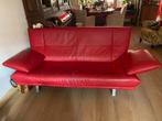 Rode leren design bank - 2 & 3 zits, Huis en Inrichting, Banken | Sofa's en Chaises Longues, Gebruikt, Ophalen of Verzenden, 200 tot 250 cm