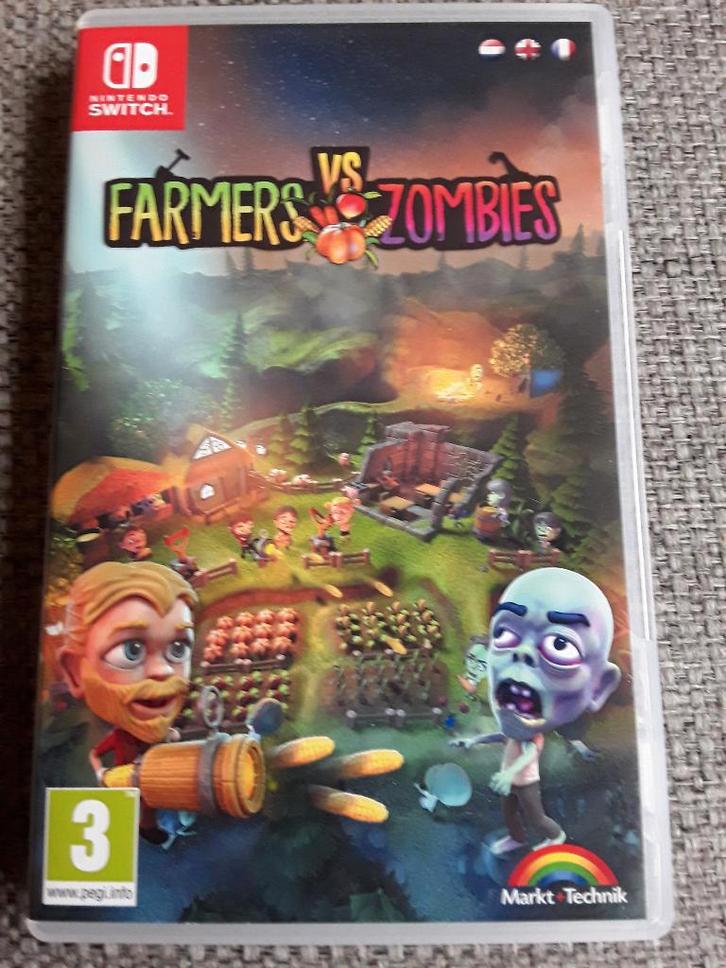 Nintendo Switch Game Farmers vs Zombies, Spelcomputers en Games, Games | Nintendo Switch, Zo goed als nieuw, 1 speler, Vanaf 3 jaar