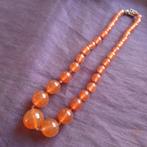 Halsketting Oranje Glas Japan, Sieraden, Tassen en Uiterlijk, Kettingen, Verzenden, Zo goed als nieuw, Oranje, Overige materialen
