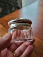 Antiek glazen potje met zilveren deksel, Antiek en Kunst, Ophalen of Verzenden