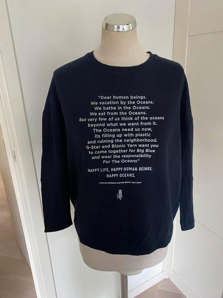 G-Star RAW For The Oceans Sweater, Kleding | Dames, Truien en Vesten, Zo goed als nieuw, Maat 38/40 (M), Blauw, Ophalen of Verzenden