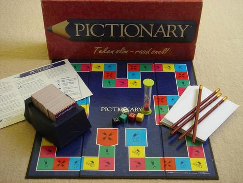 LEUK: Originele Pictionary - Teken slim - raad snel!, Hobby en Vrije tijd, Gezelschapsspellen | Bordspellen, Gebruikt, Drie of vier spelers