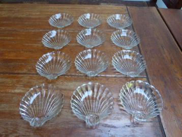 12 vintage persglazen schaaltjes, schelp beschikbaar voor biedingen