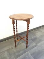 Antieke Plantentafel met Gedraaide Poten, Huis en Inrichting, Tafels | Bijzettafels, Minder dan 55 cm, Gebruikt, Rond, Hout