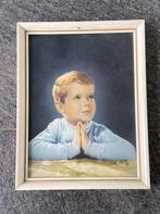 Mooi oud lijstje met biddende jongen nostalgie jongentje, Ophalen of Verzenden