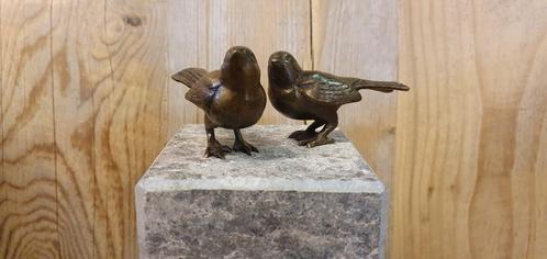 2 MUSJES / BRONS / vogel, Tuin en Terras, Tuinbeelden, Nieuw, Dierenbeeld, Ophalen of Verzenden