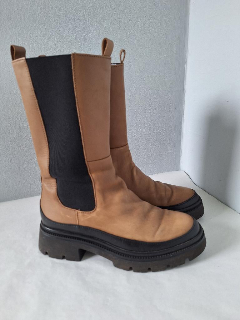 Laarzen/chelseaboots Gabor 91.834 maat 4=37 bruin/beige, Kleding | Dames, Schoenen, Hoge laarzen, Beige, Gabor, Ophalen of Verzenden