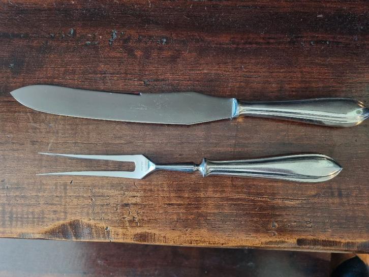 Trancheer Set met Zwaar Verzilverde Handgrepen., Antiek en Kunst, Antiek | Goud en Zilver, Ophalen of Verzenden