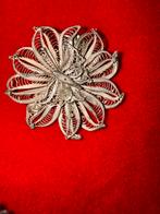 Antieke Zilveren Filigraan Broche, Verzenden, Gebruikt, 4 tot 7 cm, Zilver