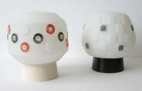 Vintage plafondlamp opaal glas Fifties Rockabilly retro, Huis en Inrichting, Lampen | Plafondlampen, Gebruikt, Glas, Ophalen of Verzenden