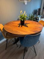 Houten ronde tafel, Rond, Ophalen of Verzenden, Vier personen, 100 tot 150 cm