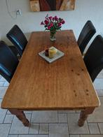 Grenen eettafel met antiek blad, Ophalen, Gebruikt, 100 tot 150 cm, Landelijk