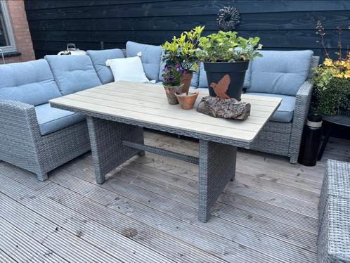Loungeset, Tuin en Terras, Tuinsets en Loungesets, Gebruikt, Loungeset, 8 zitplaatsen, Bank, Eettafel, Hocker, Ophalen