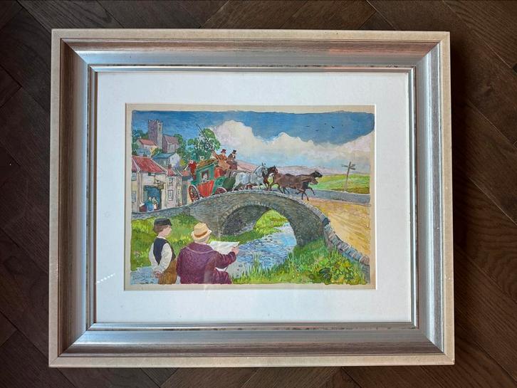 Prachtige aquarel schets van Anton Pieck!, Antiek en Kunst, Kunst | Tekeningen en Foto's, Ophalen of Verzenden