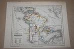 Antieke kaart - Zuid-Amerika - Circa 1860 !!, Boeken, Atlassen en Landkaarten, Nederland, Gelezen, Ophalen of Verzenden, 1800 tot 2000