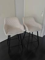 2 witte barkrukken teddy / bouclé, Huis en Inrichting, Barkrukken, 2 krukken, Ophalen, Gebruikt