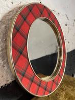 Vintage mid century ronde tartan Schotse Ruit Spiegel, Huis en Inrichting, Minder dan 50 cm, Gebruikt, Rond, Ophalen of Verzenden