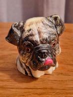 Mopshond kop, porselein handbeschilderd, 8 X 10 X 9cm, Ophalen of Verzenden