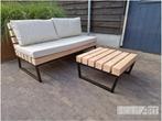 Loungebank Massive staal met douglas balken, Tuin en Terras, Tuinsets en Loungesets, Hardhout, Bank, 3 zitplaatsen, Info@hout-art.nl