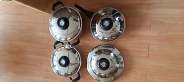 Originele AMC pannenset 24 cm met snelgaardeksel+toebehoren beschikbaar voor biedingen