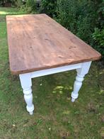 Brocante Grenen Tafel met Witte Poten, Antiek en Kunst, Curiosa en Brocante, Ophalen of Verzenden