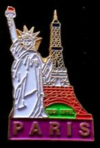 Paris pin met Vrijheidsbeeld en Eiffeltoren, Verzamelen, Nieuw, Speldje of Pin, Stad of Land, Verzenden