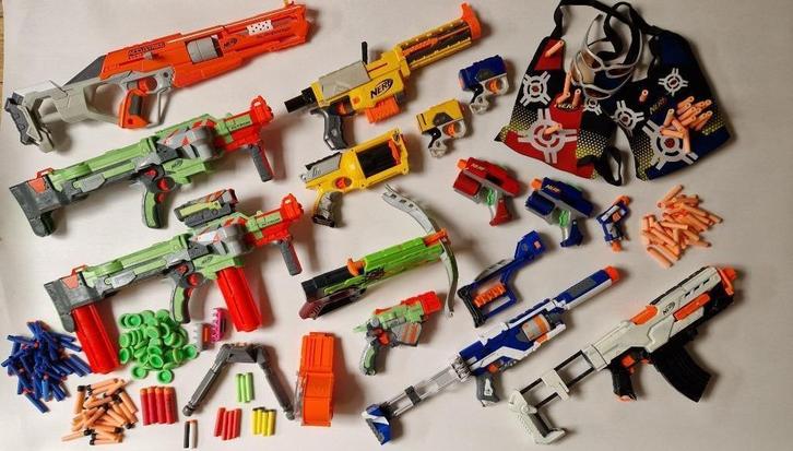 Grote partij Nerf guns oa Vortex/ Demolisher + pijlen + kist, Kinderen en Baby's, Speelgoed | Buiten | Actiespeelgoed, Gebruikt