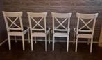 4 Witte Houten Stoelen - Mooie set!, Huis en Inrichting, Stoelen, Ophalen, Gebruikt, Wit, Landelijk