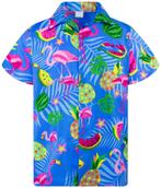 Blauw flamingo hawaii overhemd (heren mannen zomer shirt), Verzenden, Nieuw, Blauw