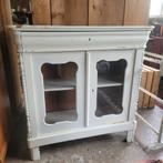 Brocante oude kleine lage vitrinekast servieskastje, Huis en Inrichting, Ophalen, Brocante La Campagne, Rian.verbeet@gmail.com