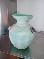 Mooie murano scavo vaas groen, Ophalen of Verzenden, Minder dan 50 cm, Groen, Glas