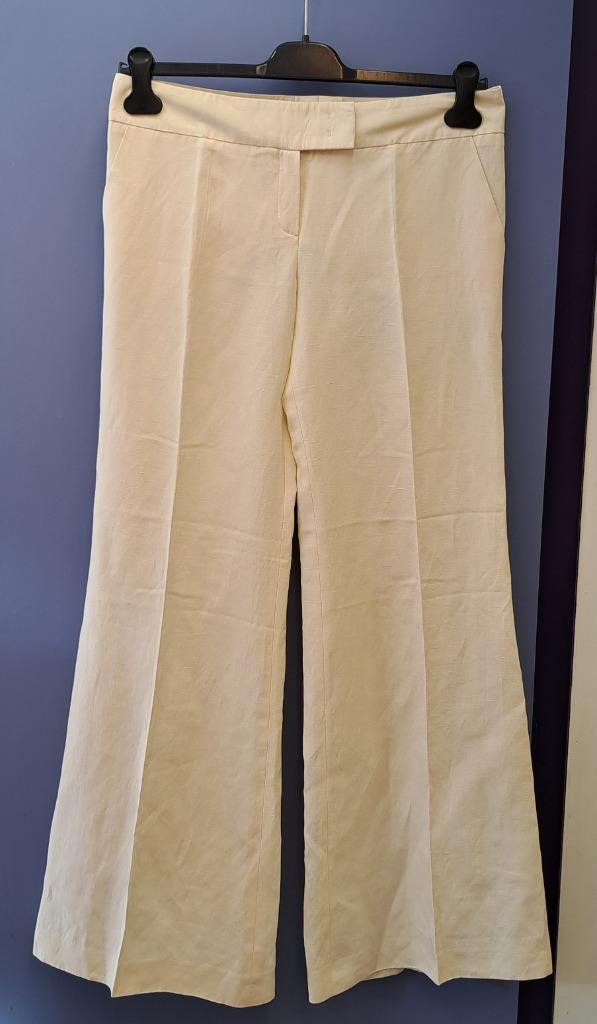 Escada pantalon ecru / beige linnen - zijde mt 38 nr 41175, Kleding | Dames, Broeken en Pantalons, Zo goed als nieuw, Maat 38/40 (M)