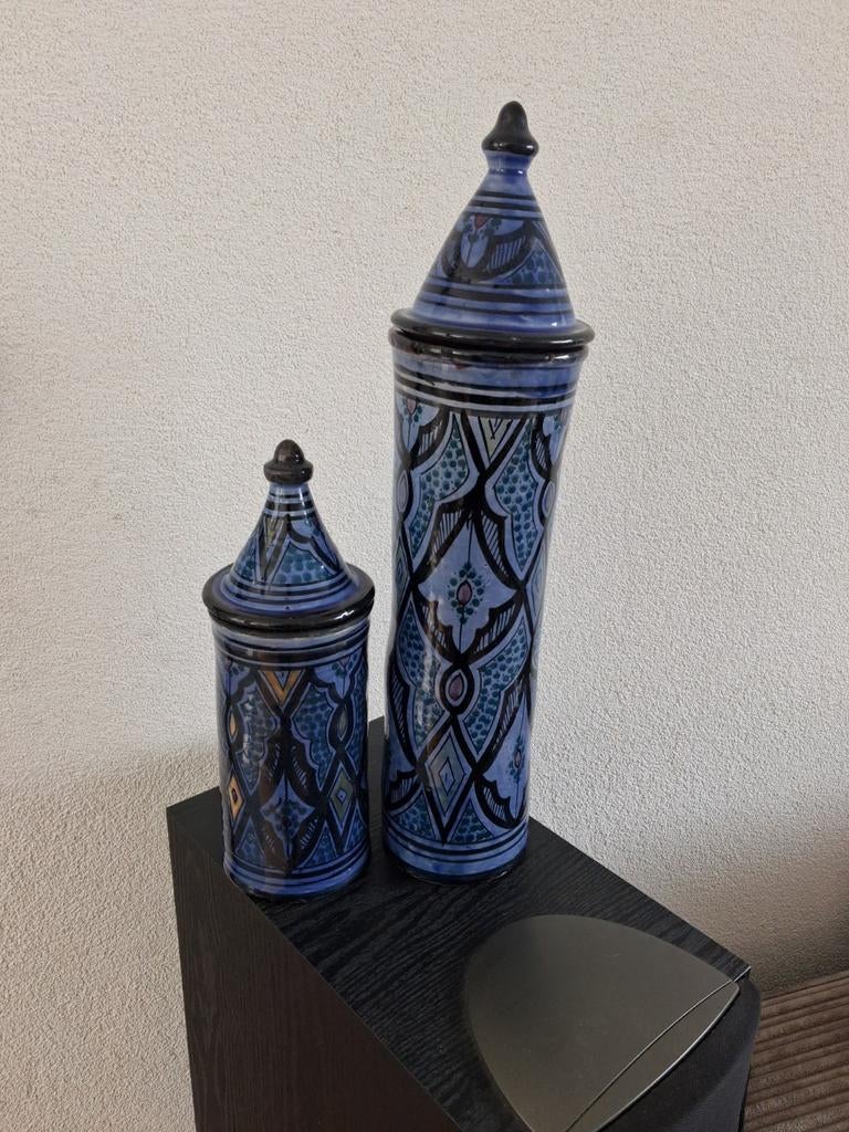 Set Marokkaanse Dekselvazen  La Menara Safi Hoogte 46 en 29, Ophalen of Verzenden