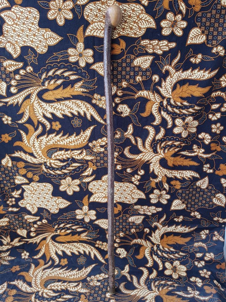 Antieke Engelse wandelstok van vruchtenhout en koper 87,5 cm