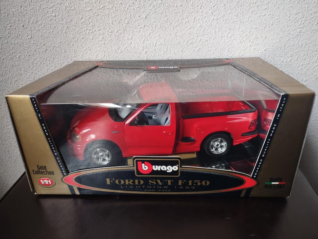 Burago Ford SVT F-150 Lightning 1999 - Rood (1:24), Ophalen of Verzenden