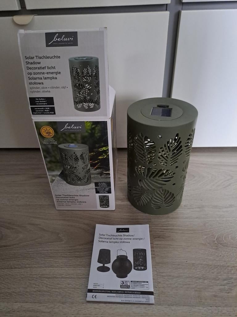 Belavi solar tafellamp shadow zonne-energie olive green, Zonne-energie, Kunststof, Minder dan 50 watt, Nieuw