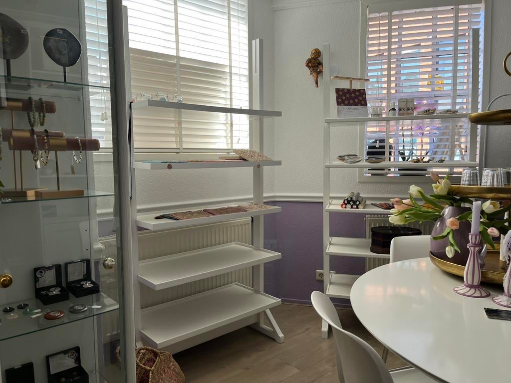 3 witte houten winkelrekken Riviera Maison stijl, Huis en Inrichting, Ophalen