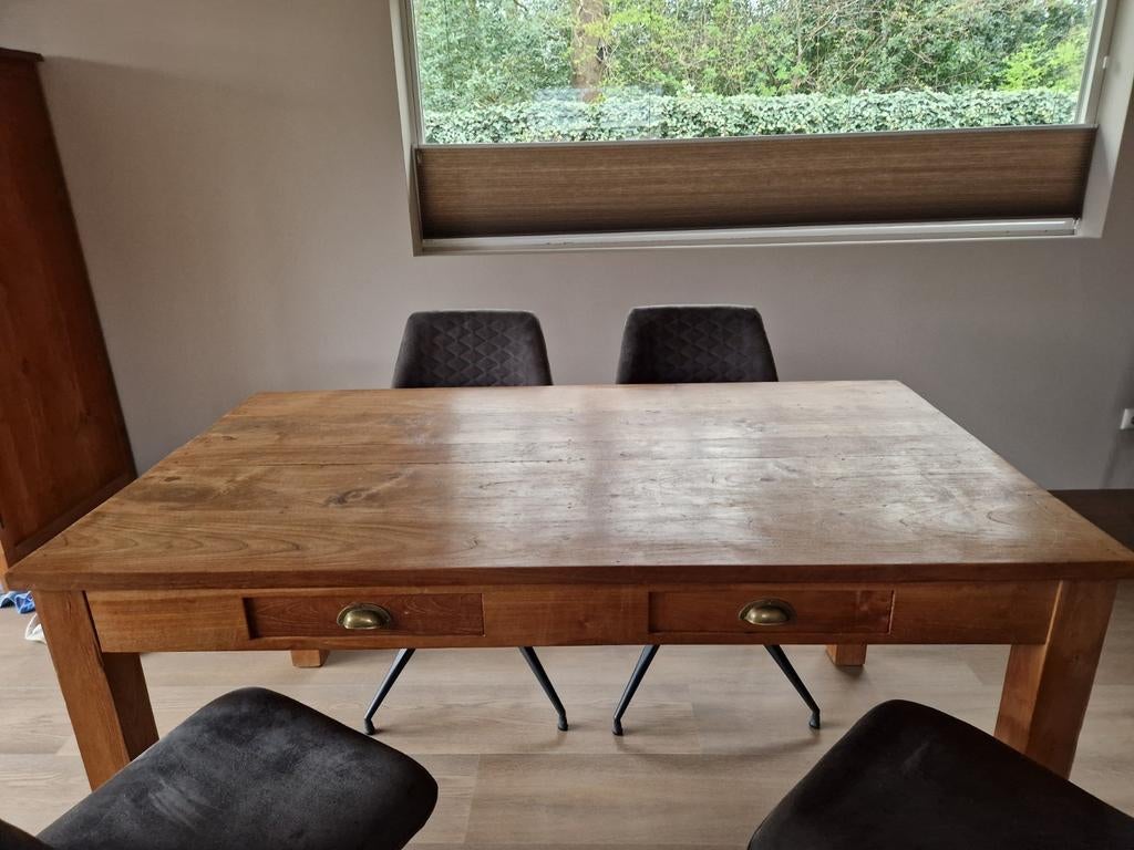 Teakhouten eettafel, Huis en Inrichting, Tafels | Eettafels, Ophalen, Gebruikt, 50 tot 100 cm, 150 tot 200 cm