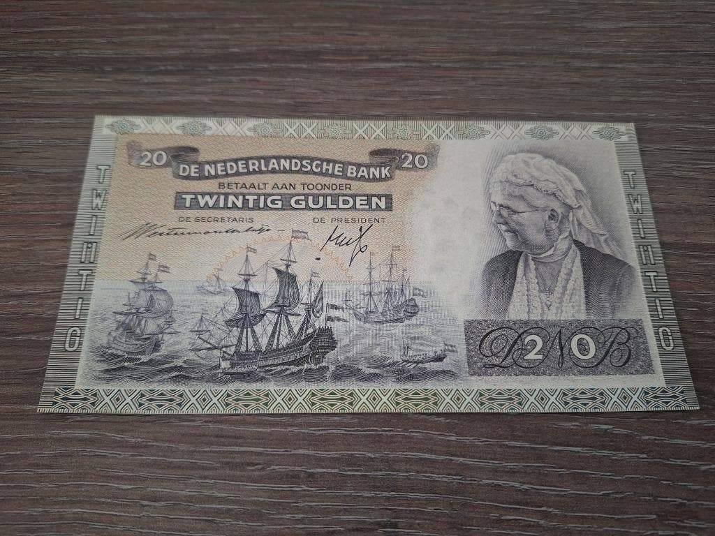 Vrijwel UNC biljet 20 gulden Emma, 1941, Ophalen of Verzenden, 25 gulden