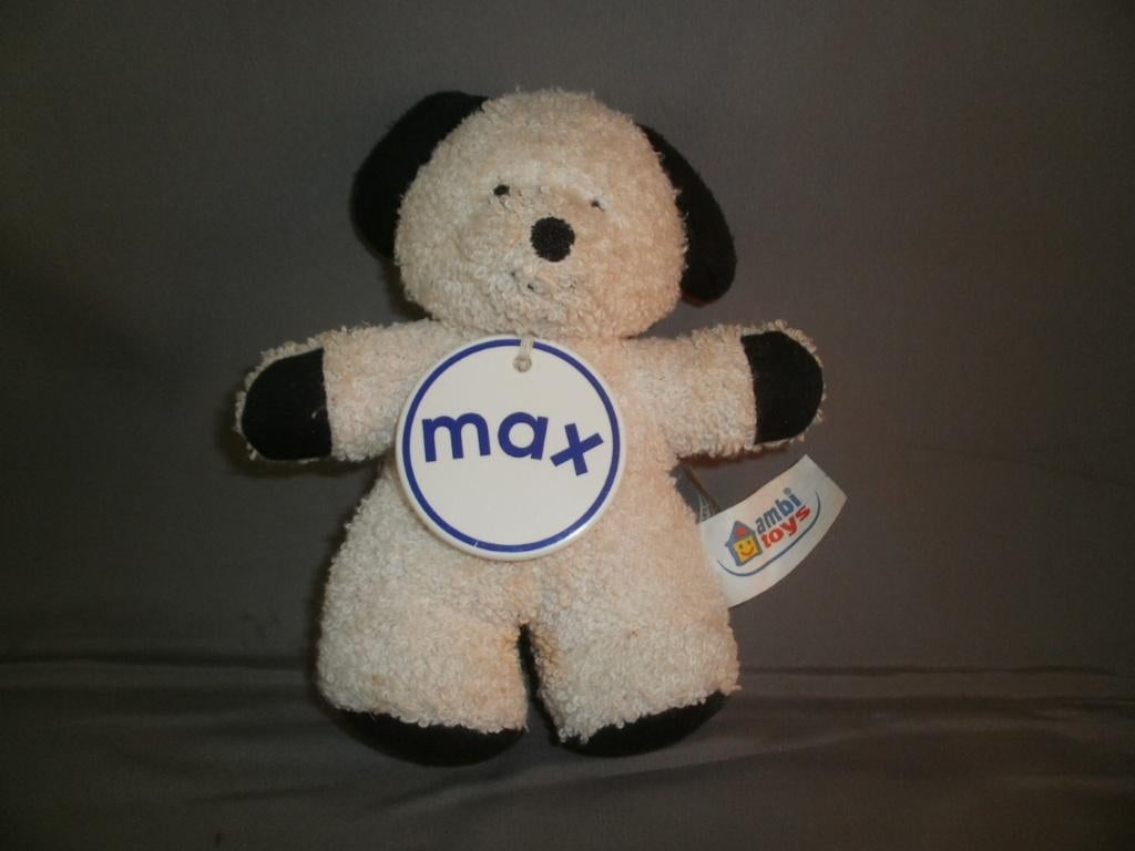 ambi toys hond/beer max badstof crème zwart 20 cm totaal, Ophalen of Verzenden, Zo goed als nieuw, Beer