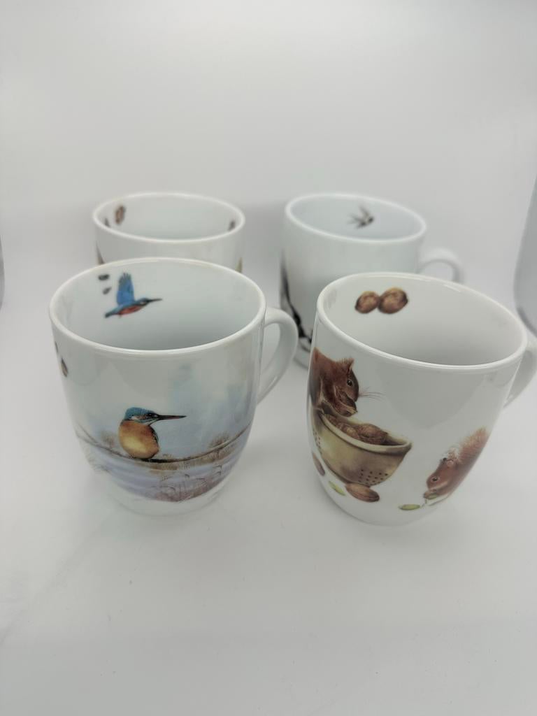 4 Marjolein Bastin mokken met dierenprint, Keramiek, Ophalen of Verzenden, Zo goed als nieuw, Overige stijlen