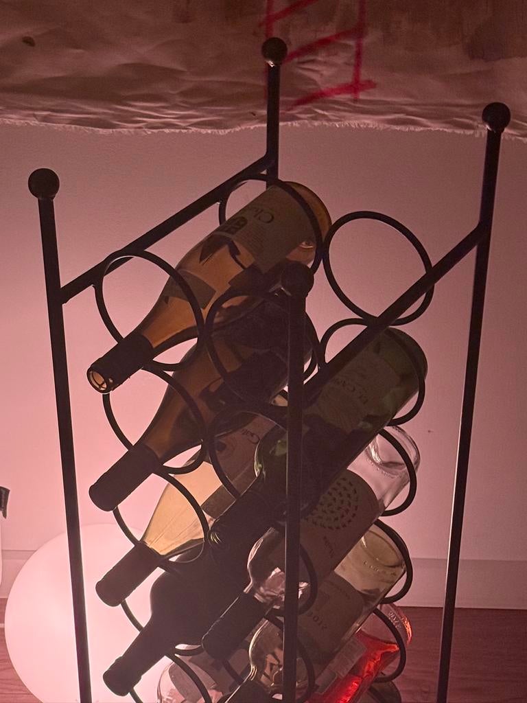 Vintage smeedijzeren wijnrek - mediterrane stijl, Ophalen, 5 tot 15 flessen, Zo goed als nieuw, Metaal